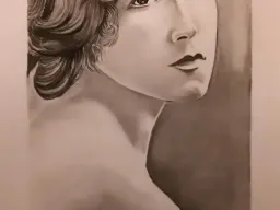  Portret van een vrouw, klassiek, uitgevoerd in houtskool